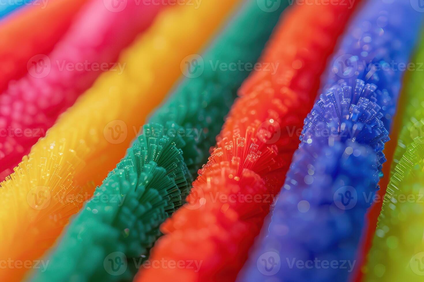 Colorful pipe cleaners arranged in vibrant rows on a flat surface photo