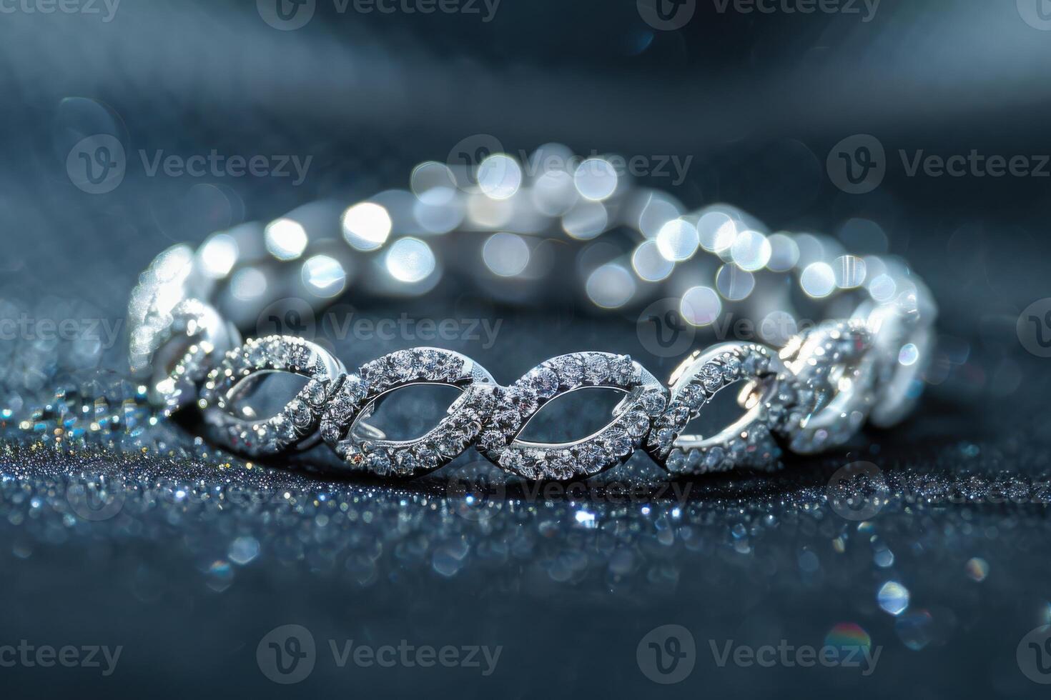 Elegant diamond bracelet with infinity design on a sparkling black background photo