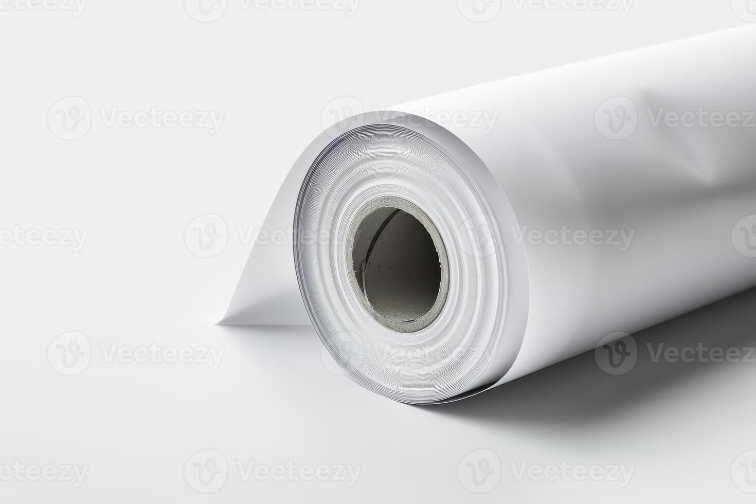 White roll of blank paper on a plain background for art or design projects photo