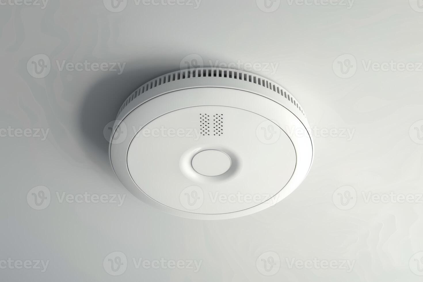 Smoke detector installed on a ceiling in a modern home interior photo