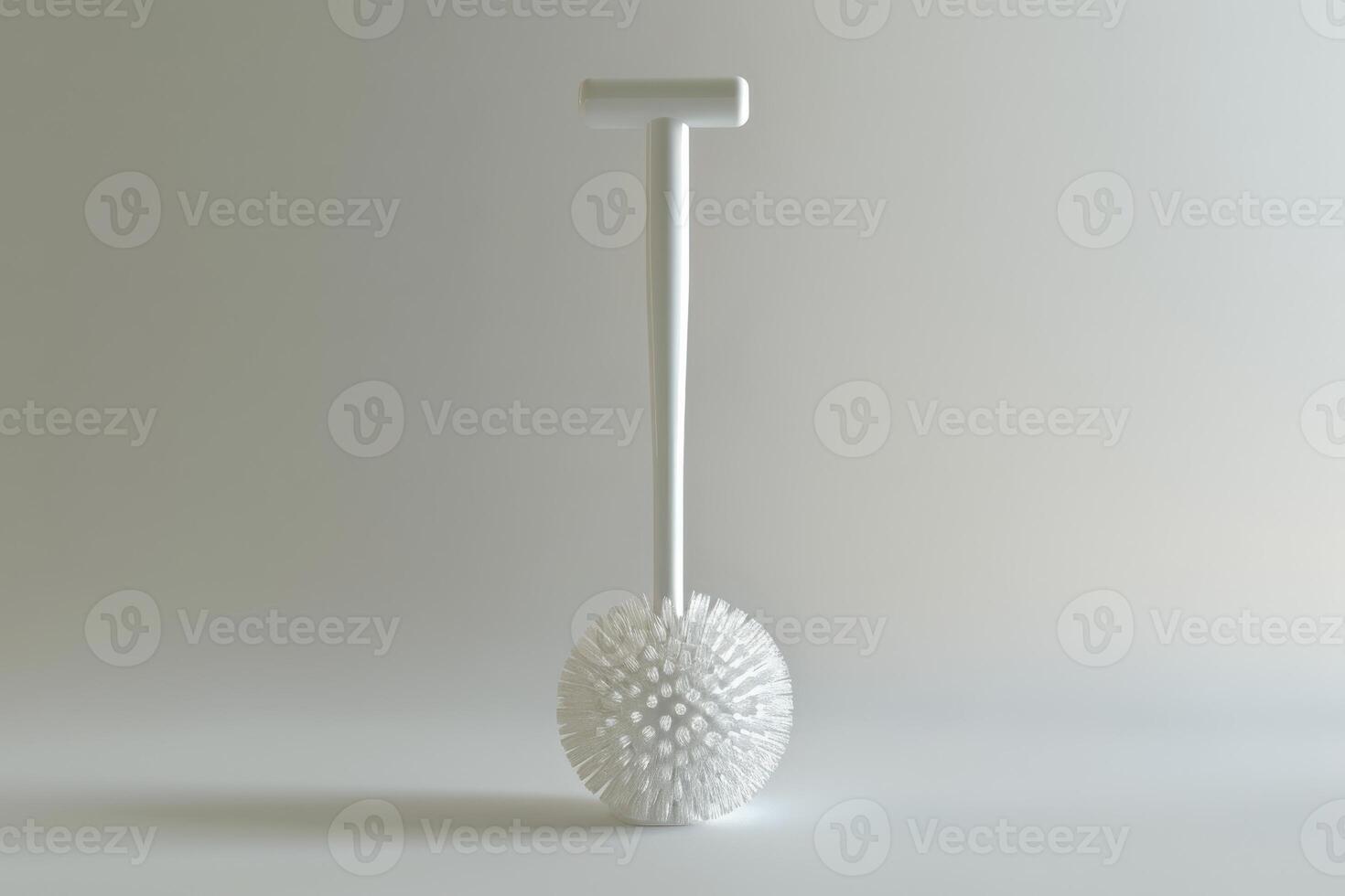 A minimalist white cleaning tool with a spiky ball head and T-handle against a light background photo