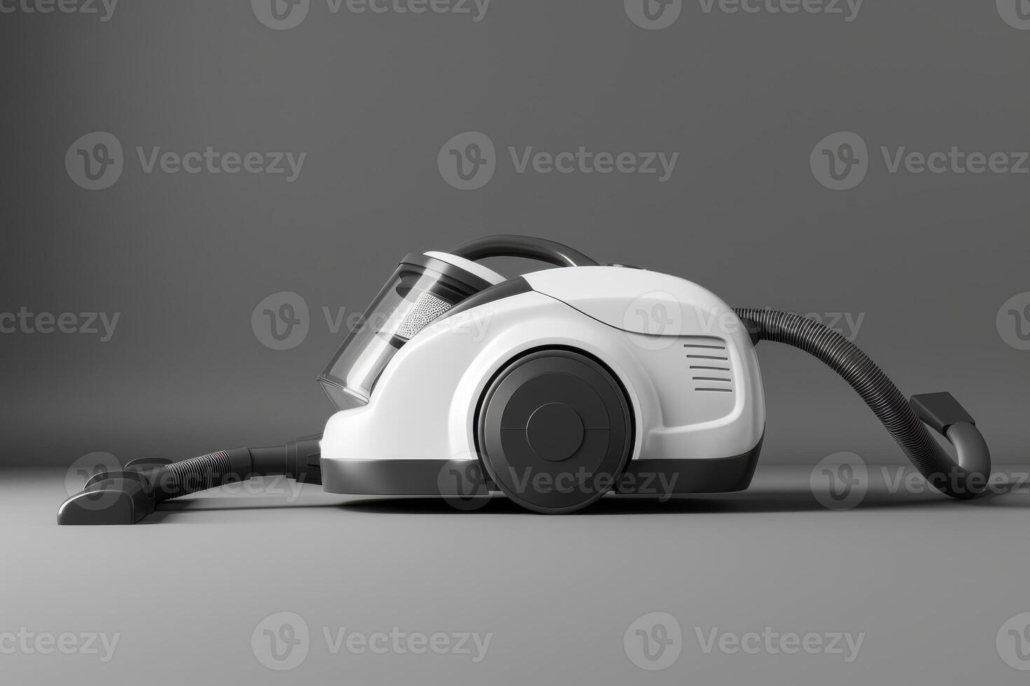Modern vacuum cleaner on a gray surface showcasing its sleek design and functionality photo
