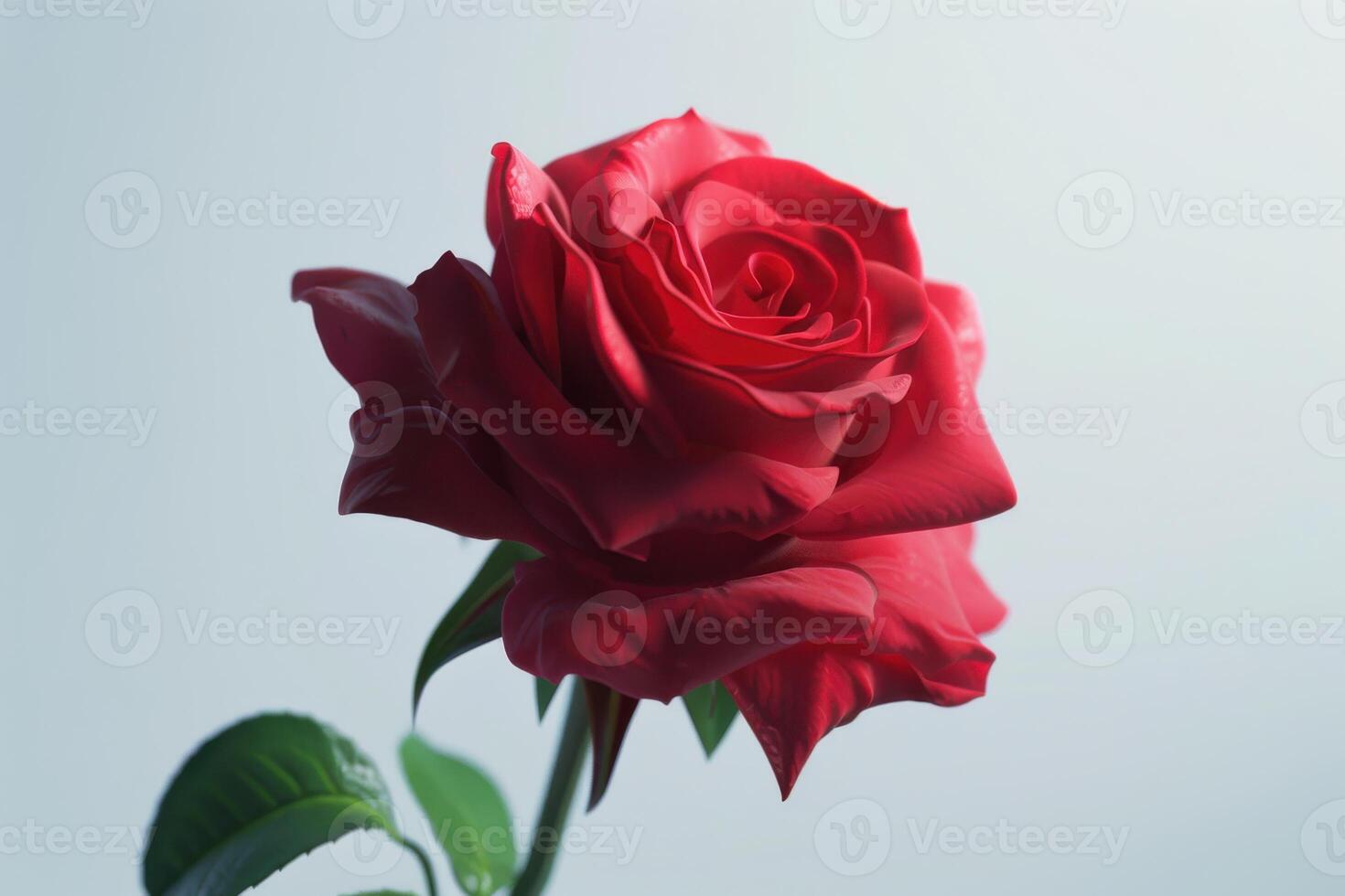 Beautiful red rose blooming against a soft background during daylight hours photo