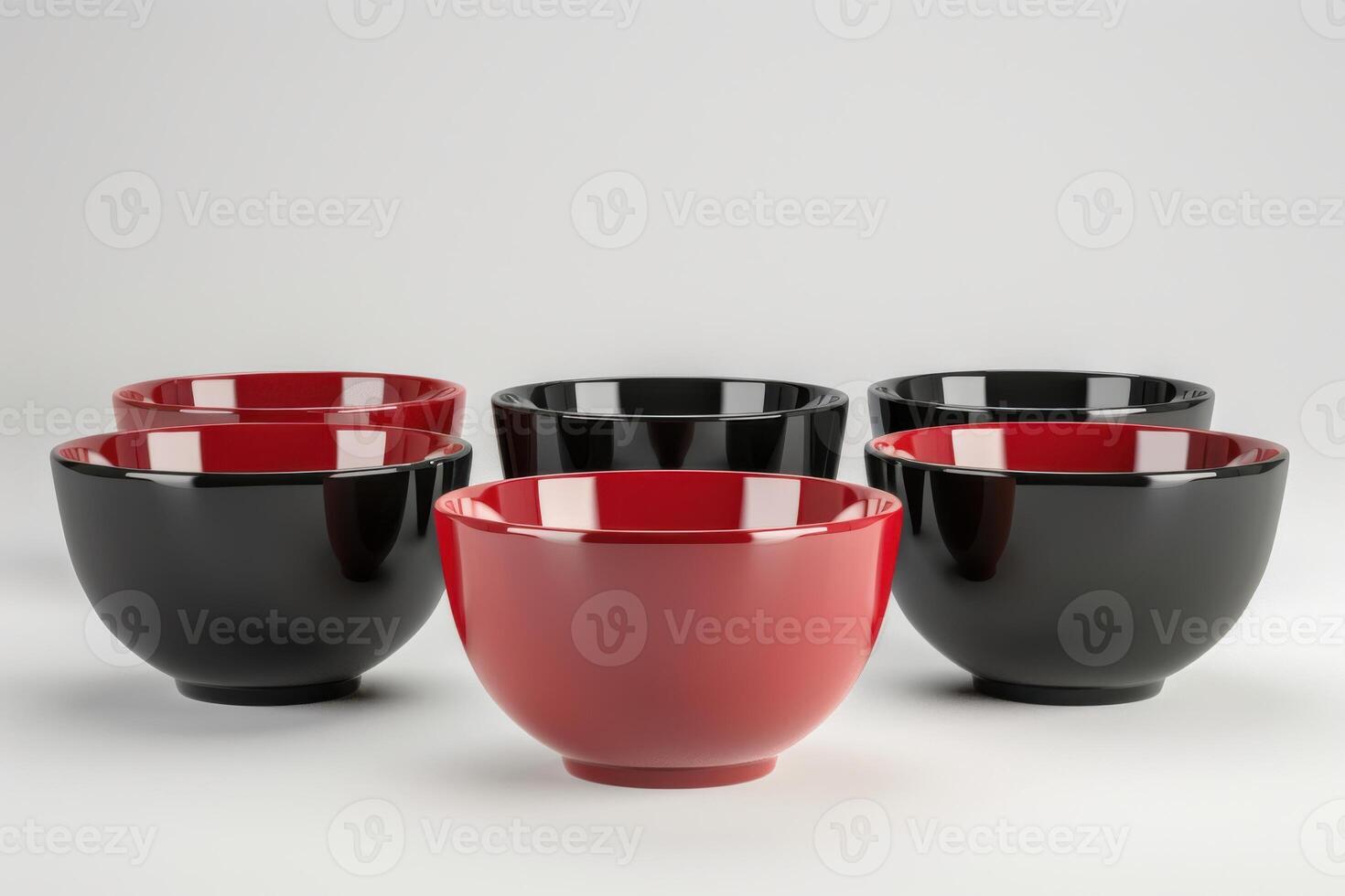 Elegant modern bowls in black and red arranged artfully for stylish table setting ideas photo