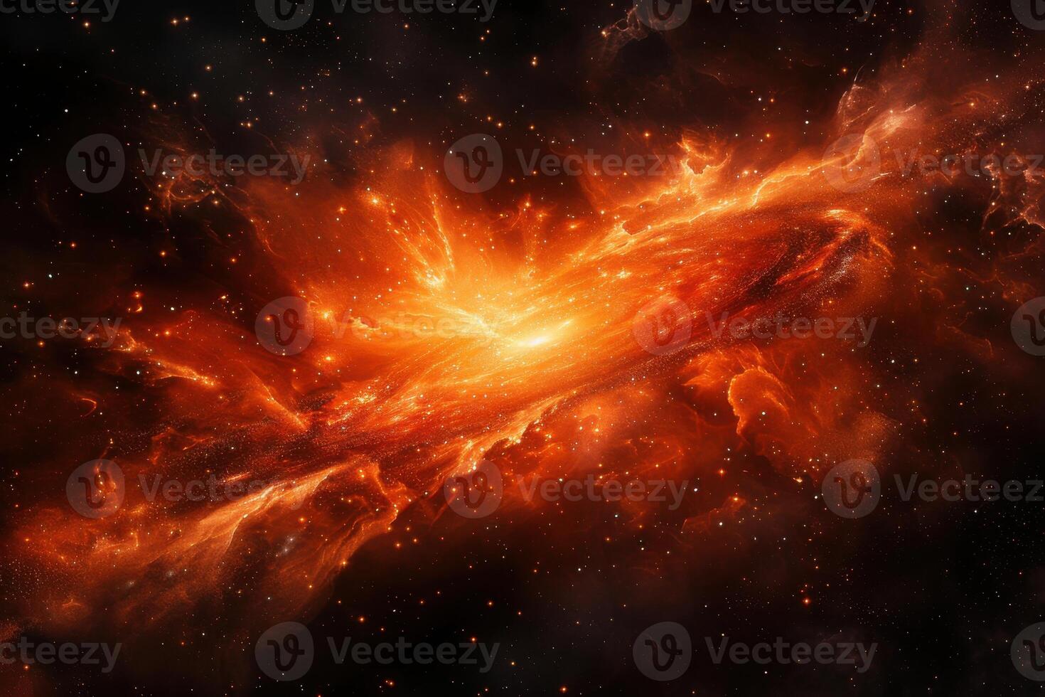 Vivid spiral galaxy bursting with energy, showcasing swirling clouds of gas and brilliant stars photo