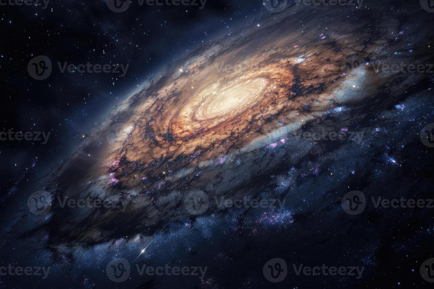 Stunning spiral galaxy displays vibrant colors against the backdrop of deep space photo