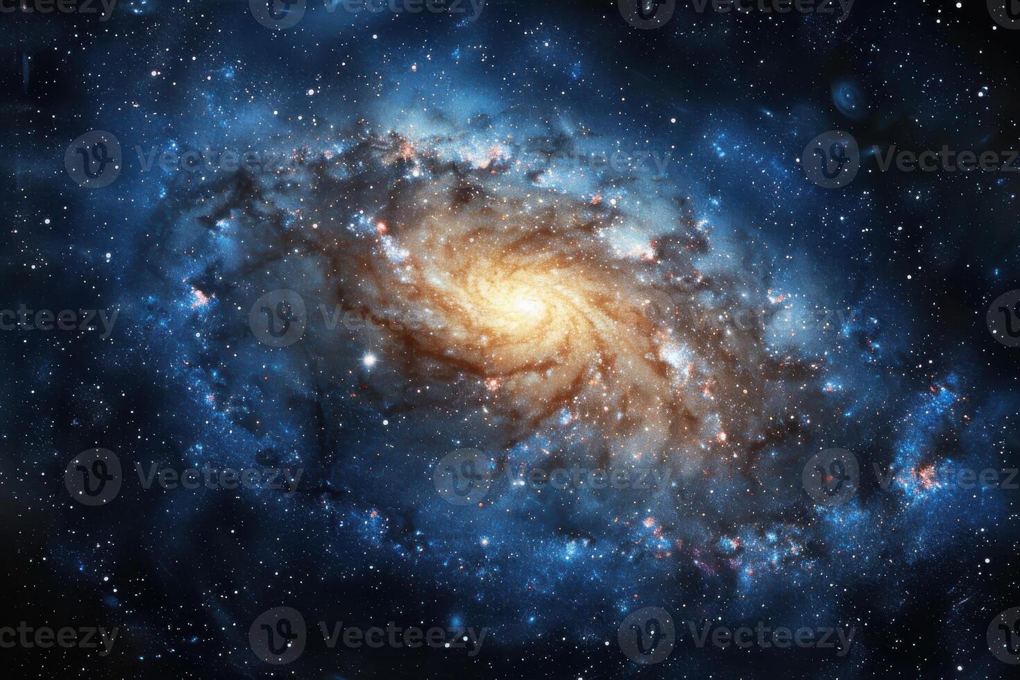 A stunning spiral galaxy filled with bright stars and cosmic dust in deep space photo