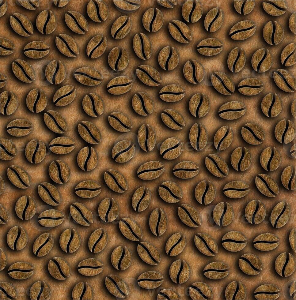 many roasted coffee beans on a sackcloth background illustration photo