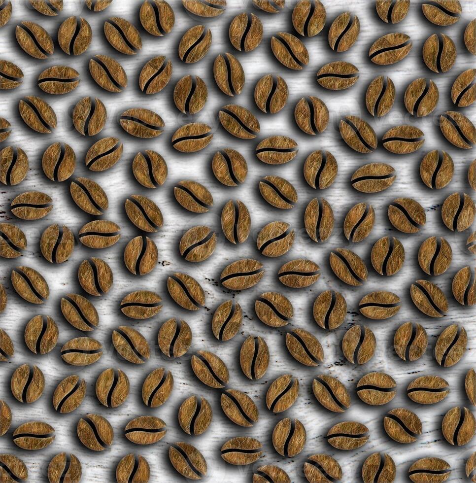many roasted coffee beans ornament on a wooden background illustration photo