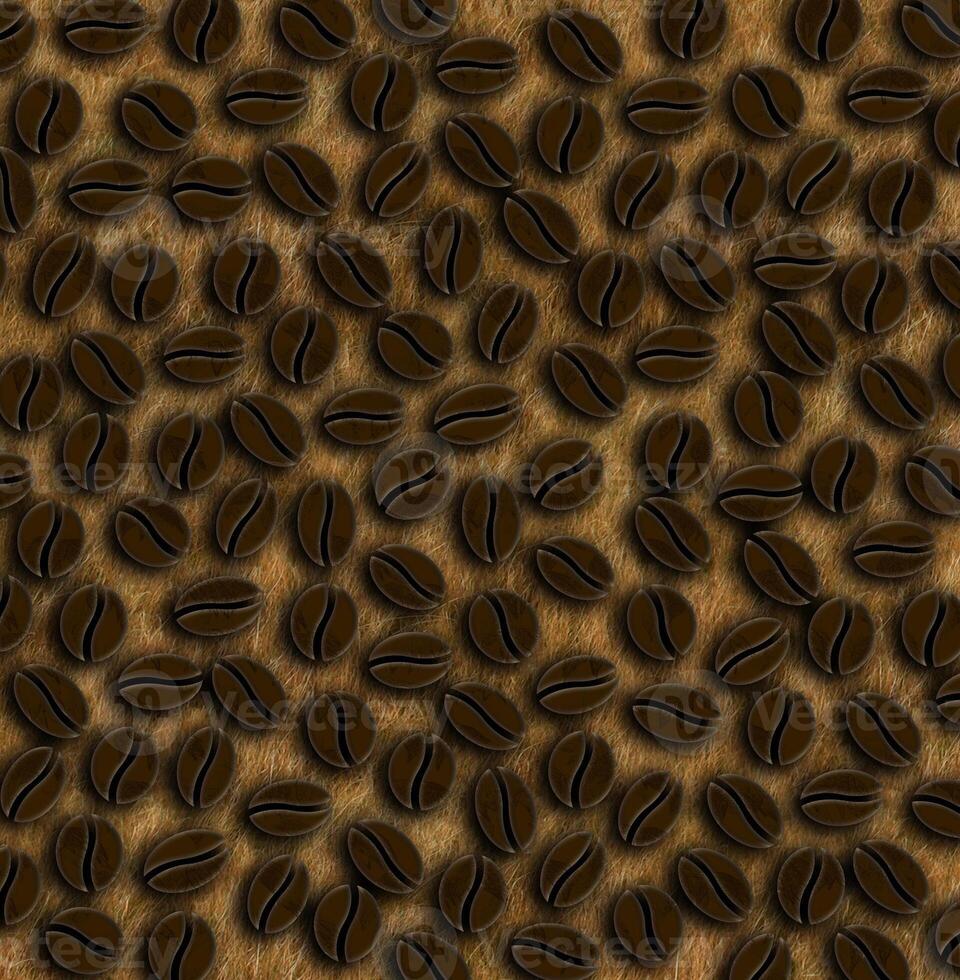 many roasted coffee beans on a sackcloth background illustration photo