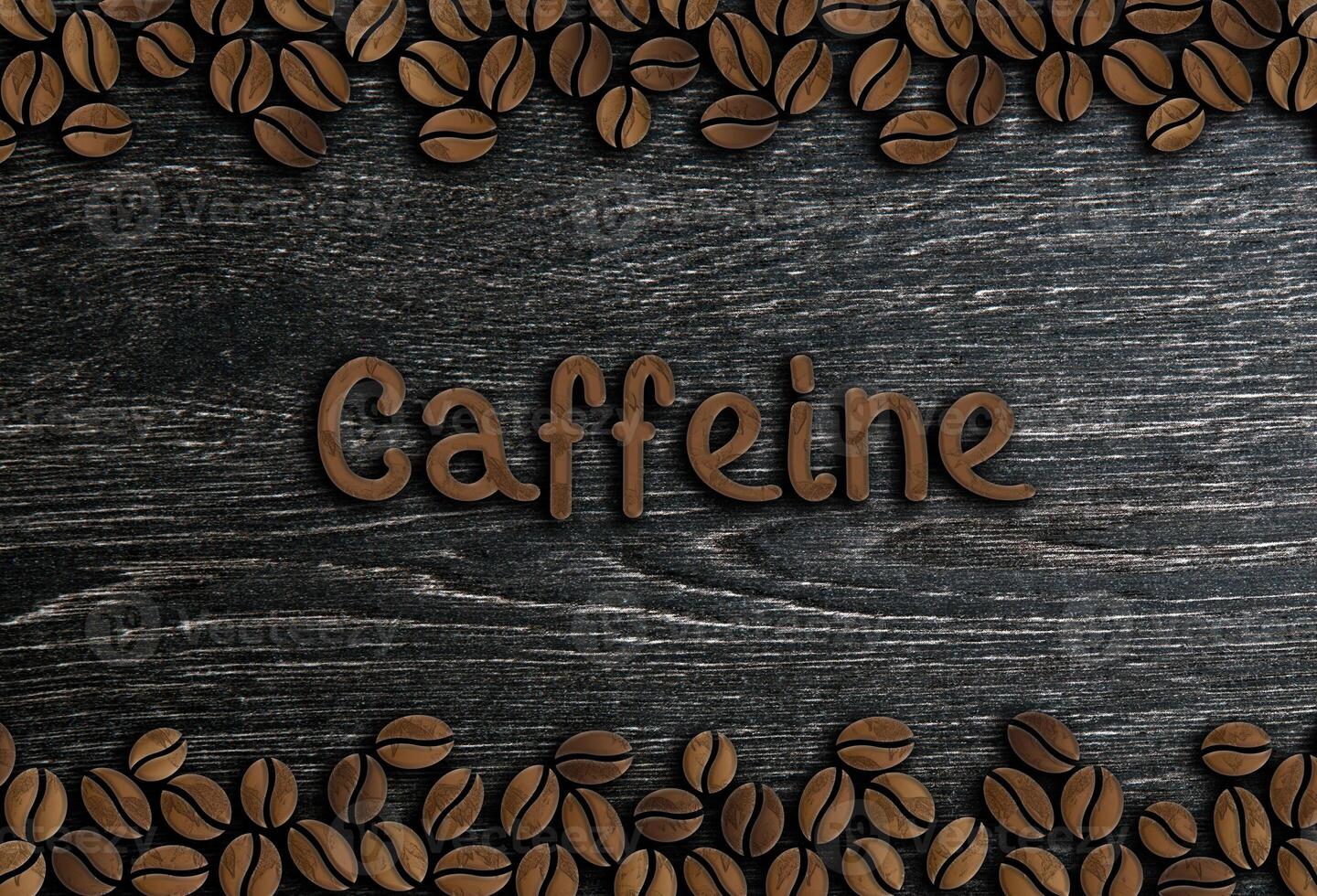 roasted coffee beans with wooden spoon on a wooden background top view photo