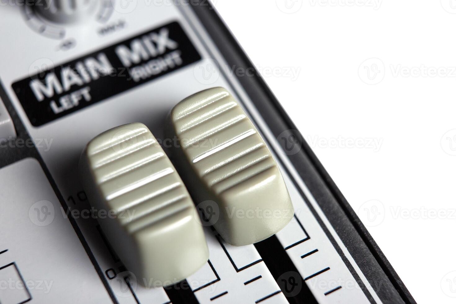 sound mixer and faders close up music studio photo