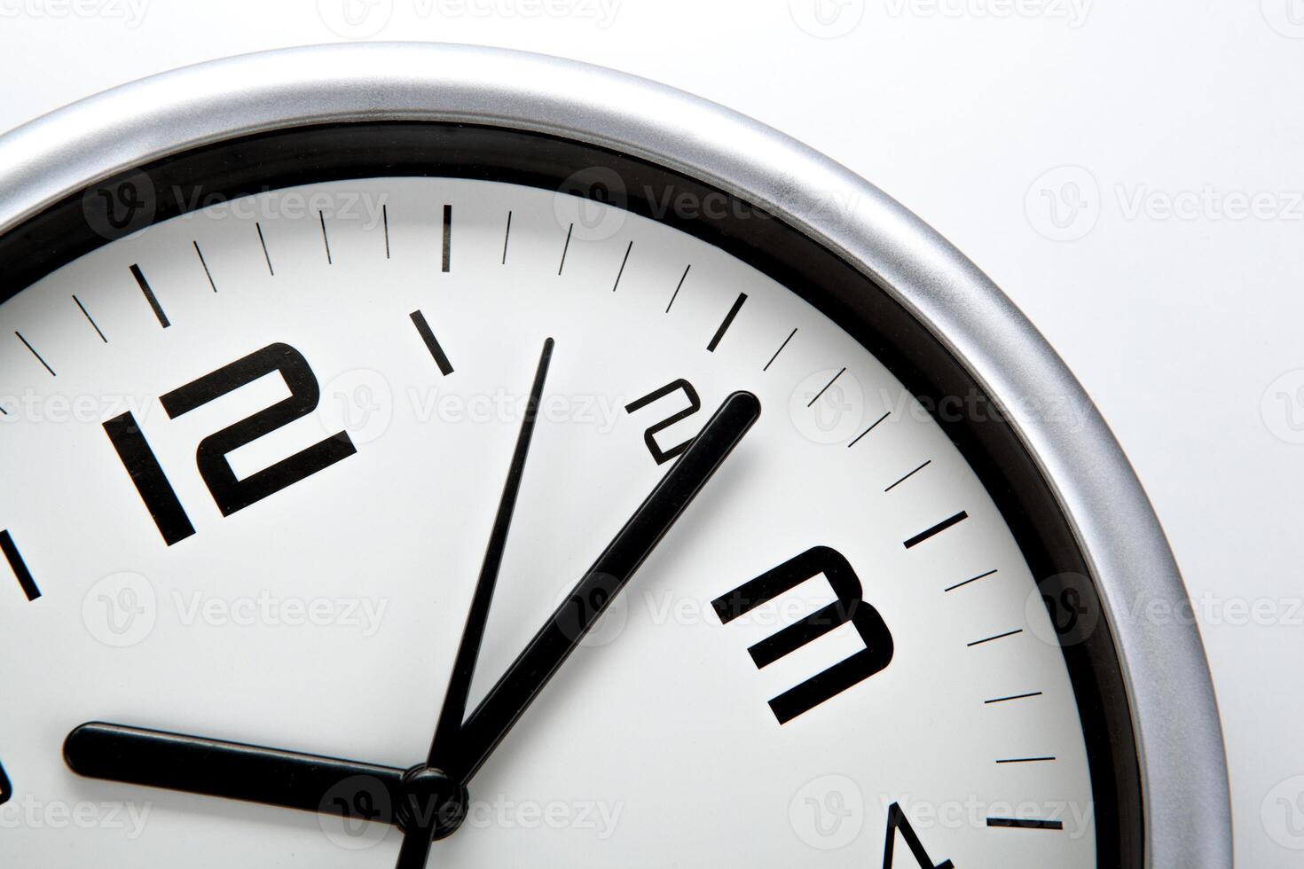 white clock face with black digits on a white background closeup photo