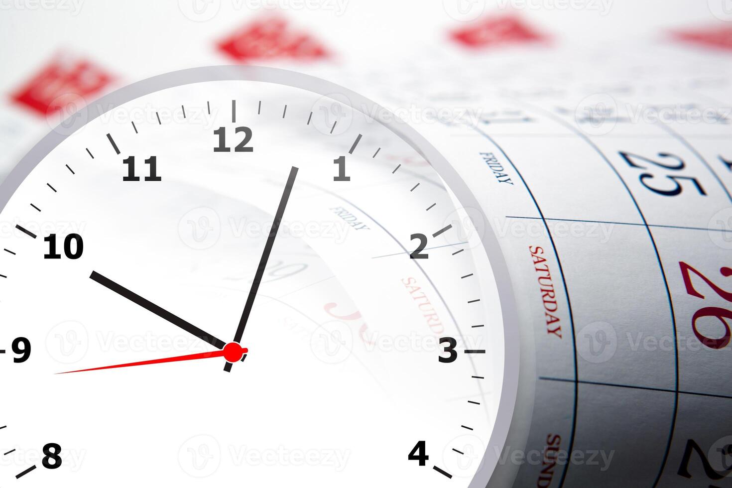 wall calendar with the number of days and clock photo