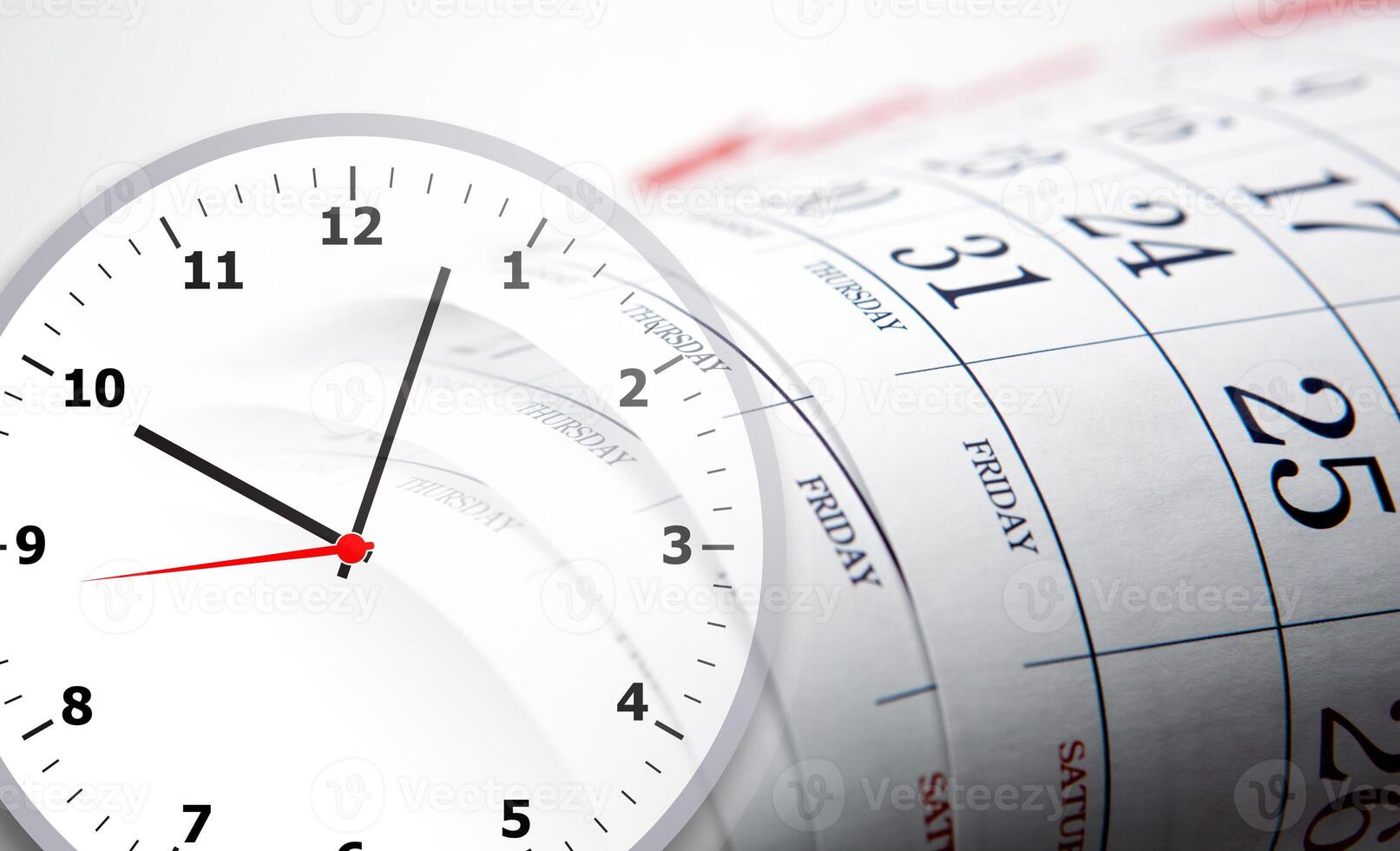 wall calendar with the number of days and clockface photo
