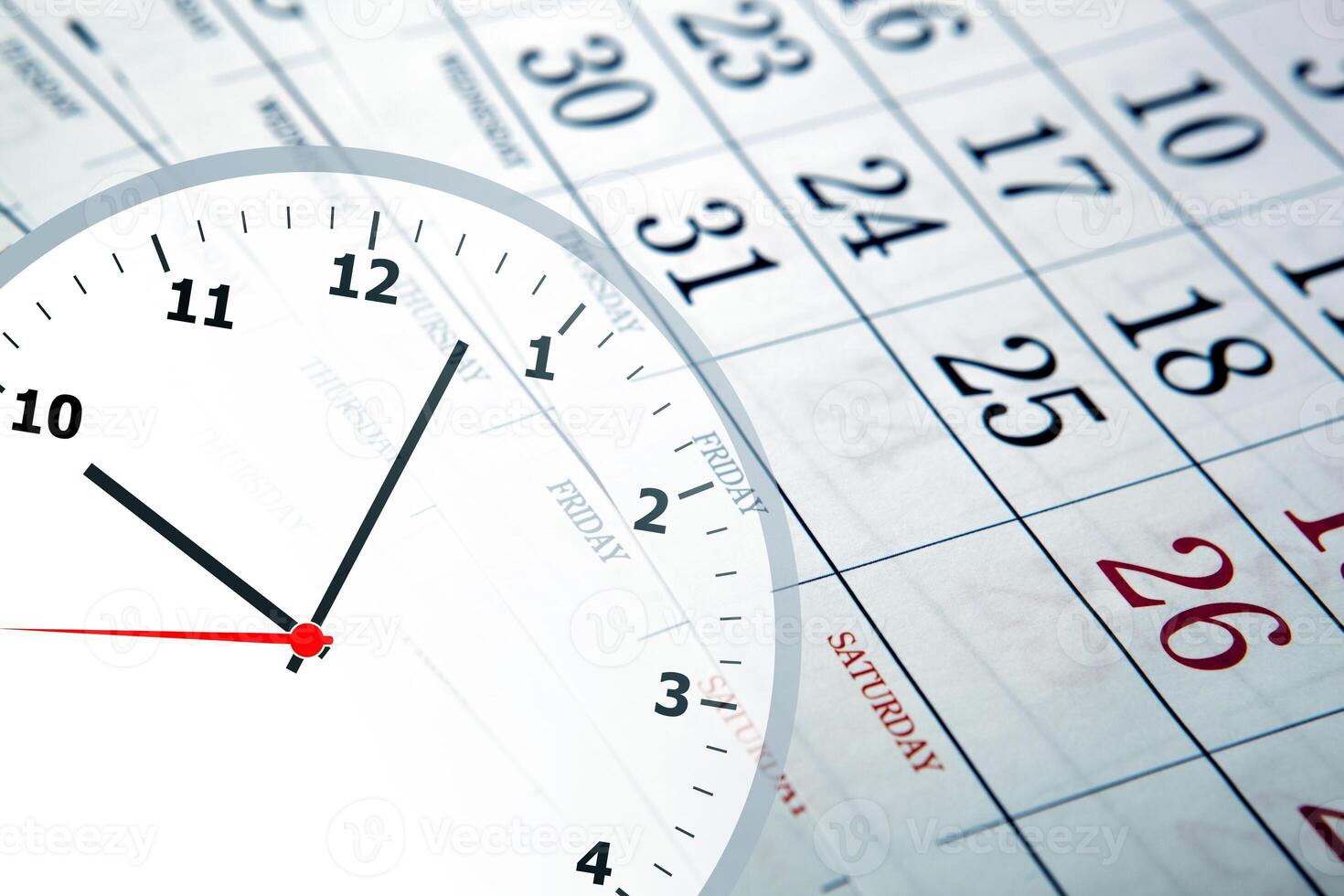 wall calendar with the number of days and clock photo