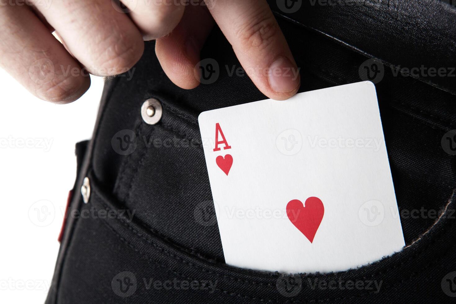 card ace from the pocket and a man's hand photo