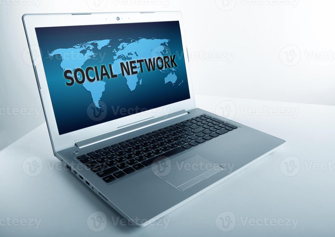 open laptop with internet connection photo