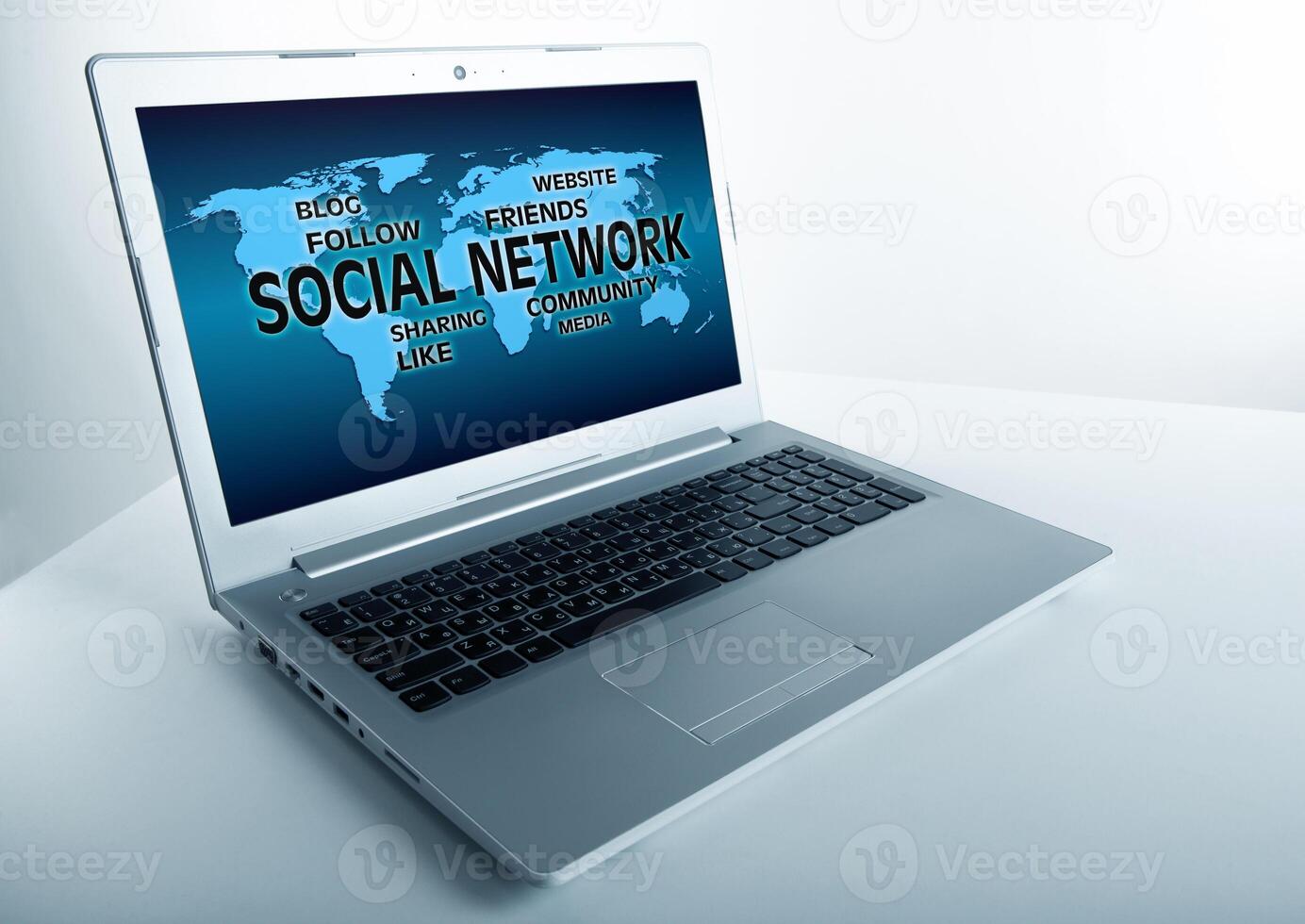 open laptop with internet connection photo