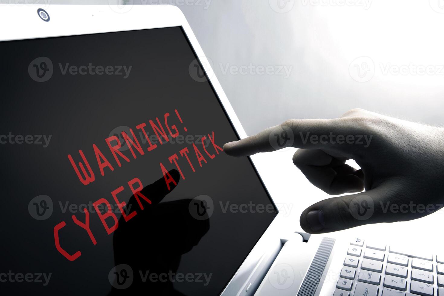 warning cyber attack at network photo