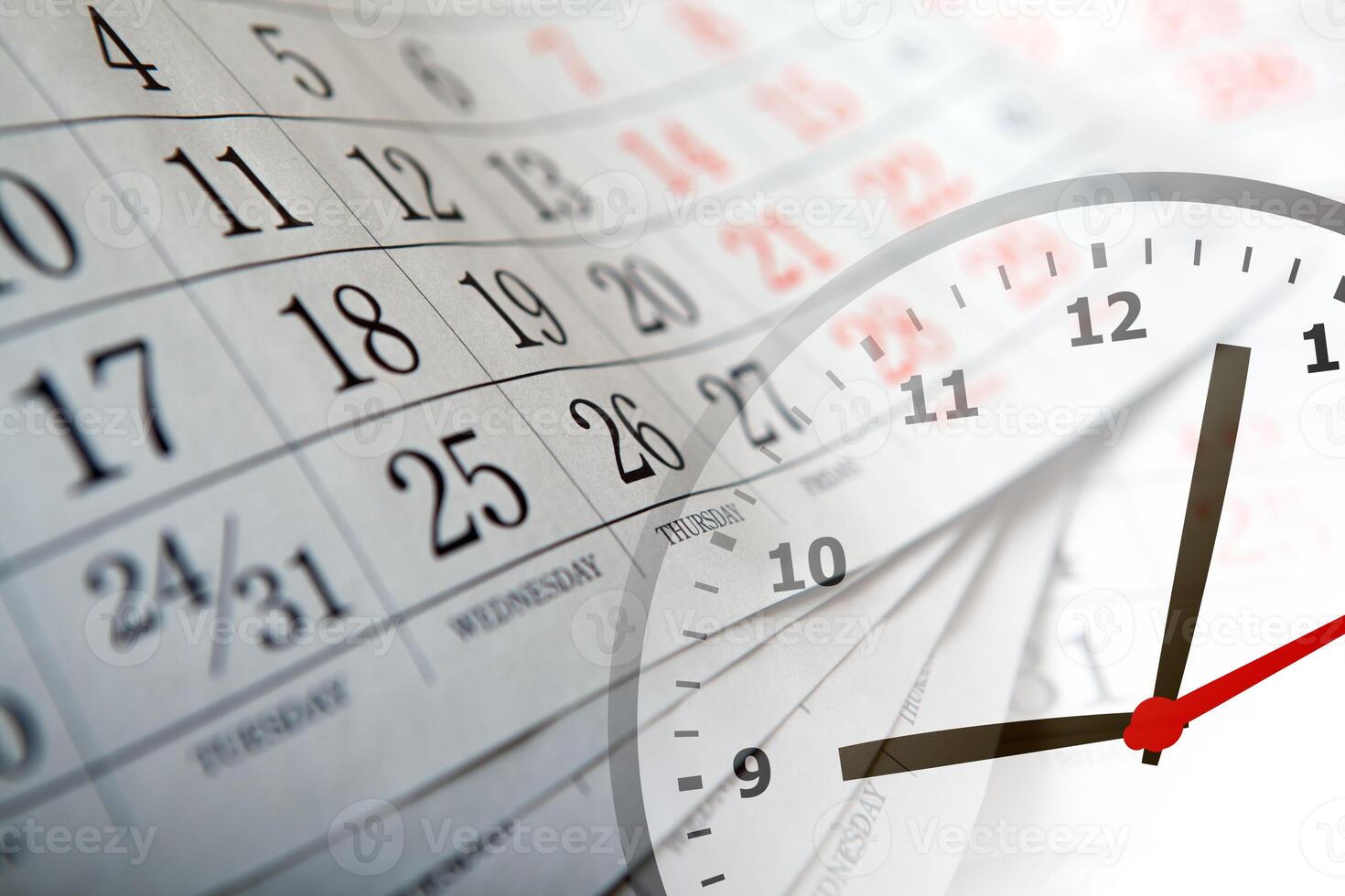 wall calendar with the number of days and clock photo