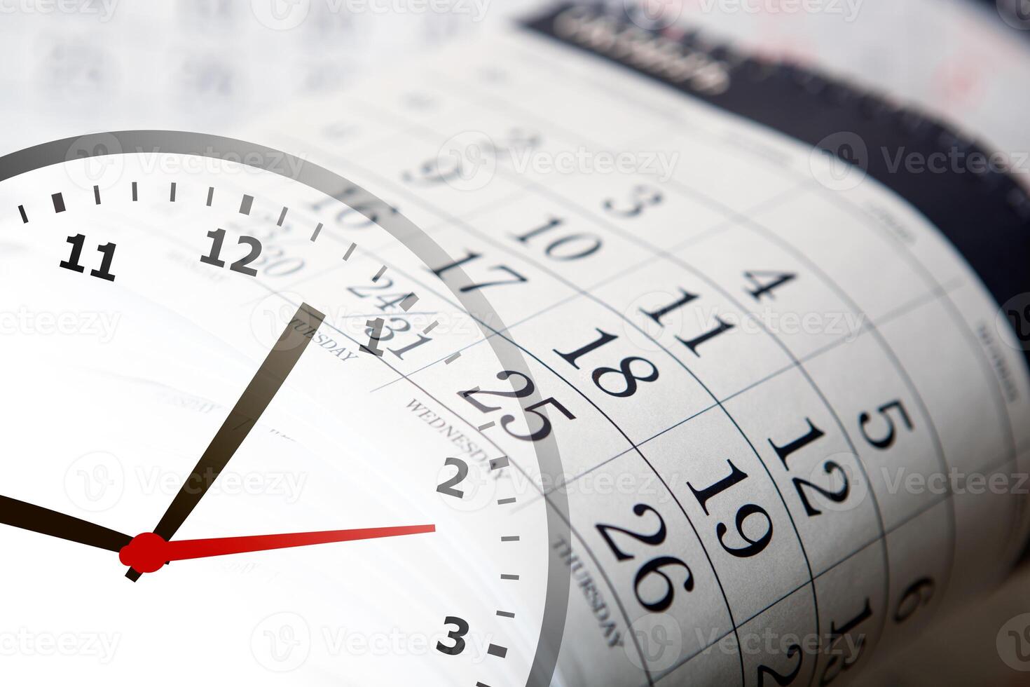 wall calendar with the number of days and clock photo