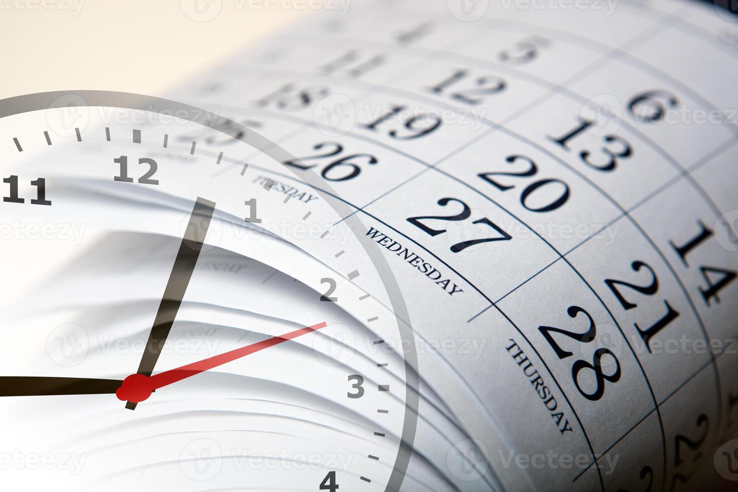wall calendar with the number of days and clock photo