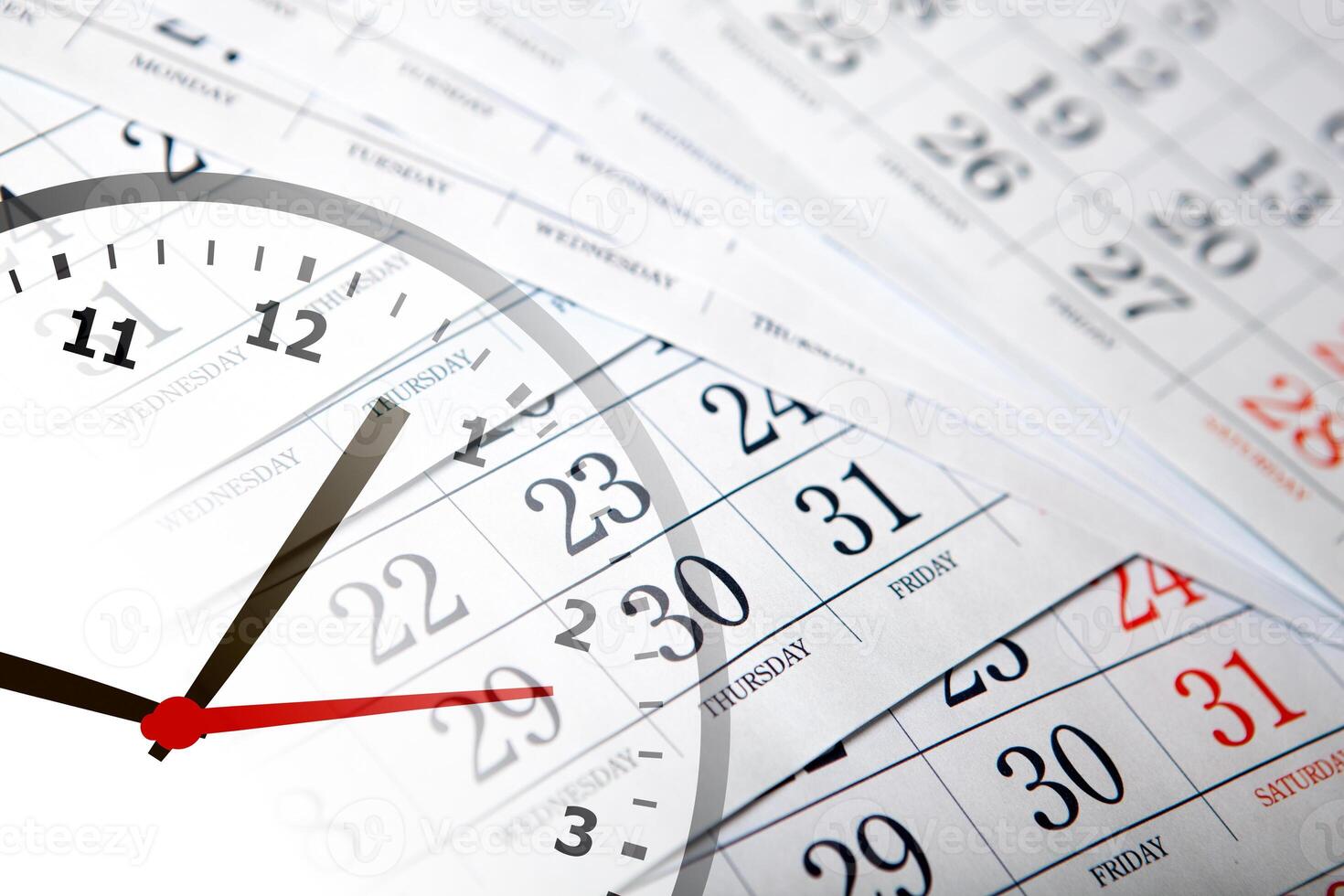 wall calendar with the number of days and clock photo