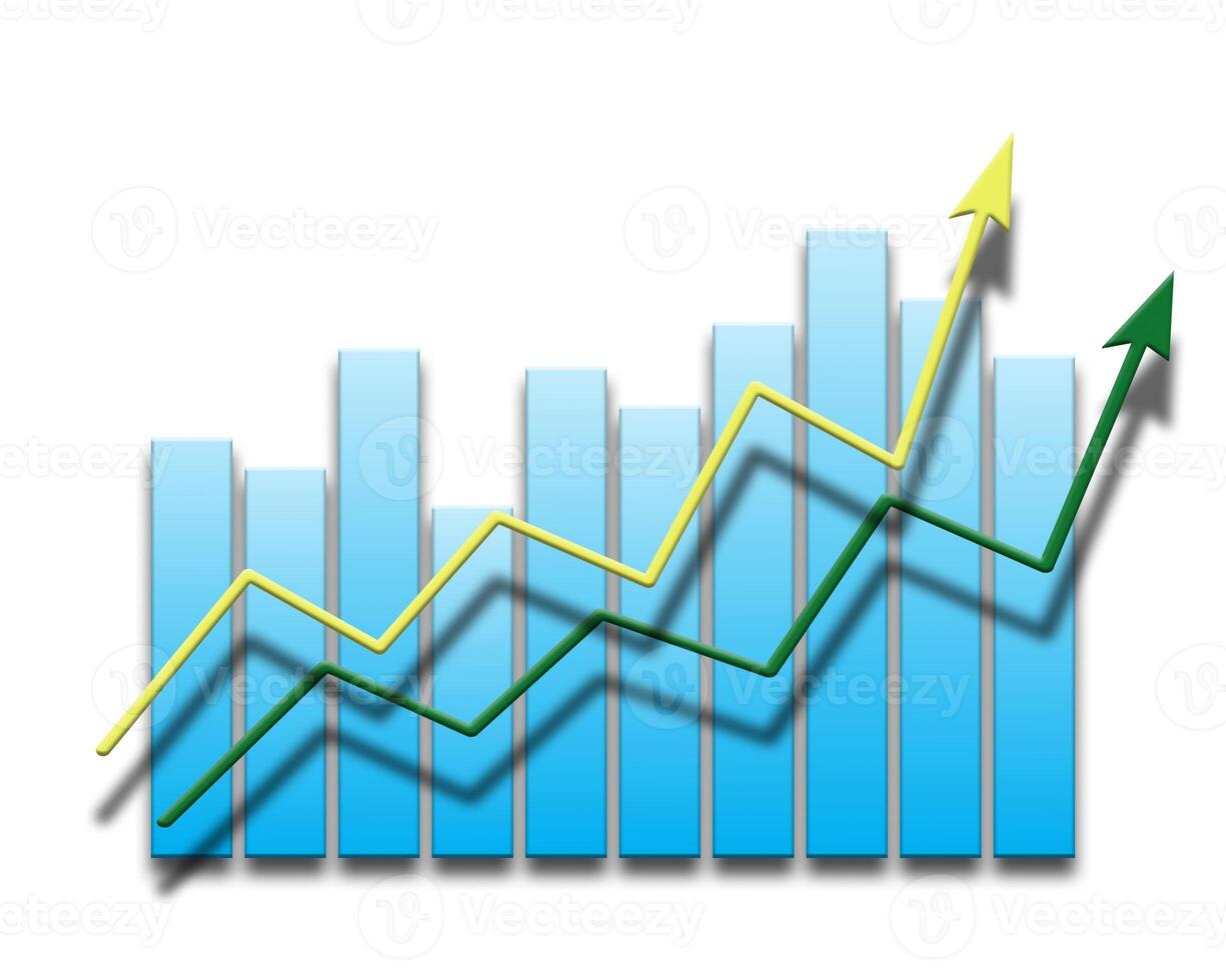 chart and arrow on a white background in progress photo