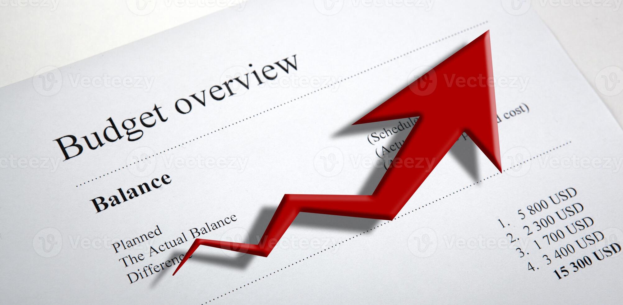 table with earnings with digits and diagram photo