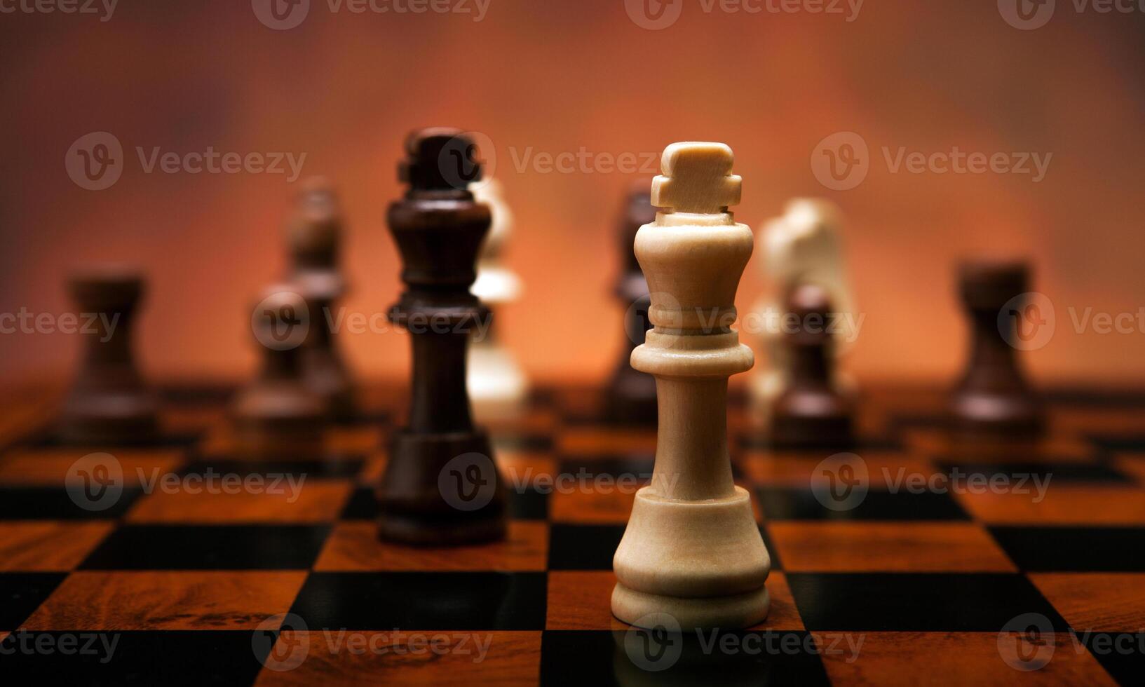 chess game with pieces on the table photo