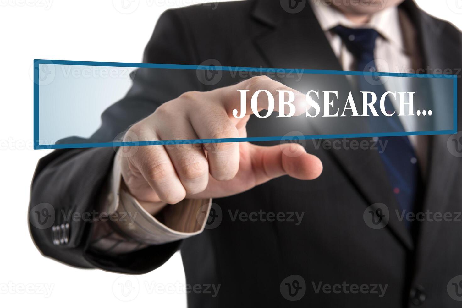 man's hand clicks on the address bar job search photo