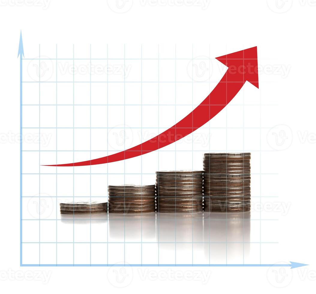 stack of coins in a row and chart photo