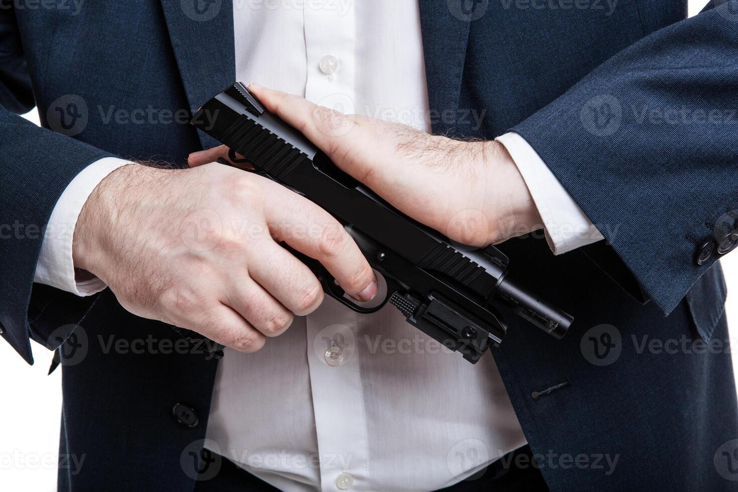 man holding a gun photo