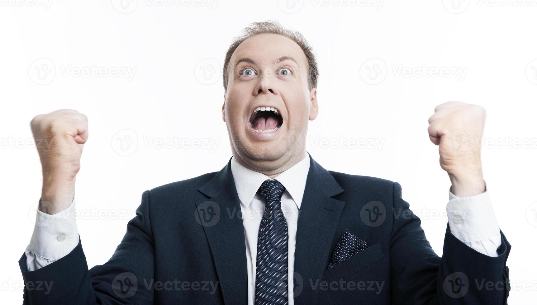 joyfully exclaiming man businessman photo