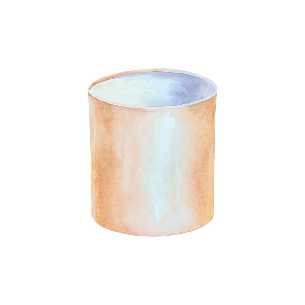Round cardboard box watercolor, open. For the presentation of a bouquet of flowers, gifts. Hand drawn illustration. For greeting cards, wedding invitations, large holiday banners and posters. vector