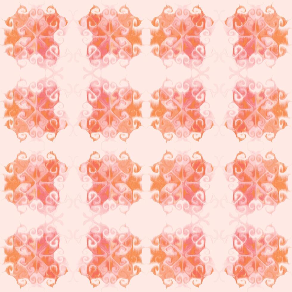 Pink Orange Ikat ethnic seamless pattern Embroidery style vector