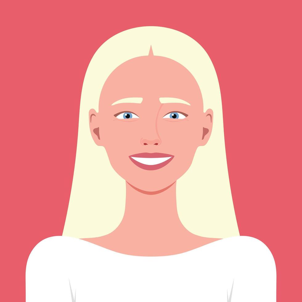Portrait of a young smiling woman with blond hair. Facial expression of a joy and happiness vector