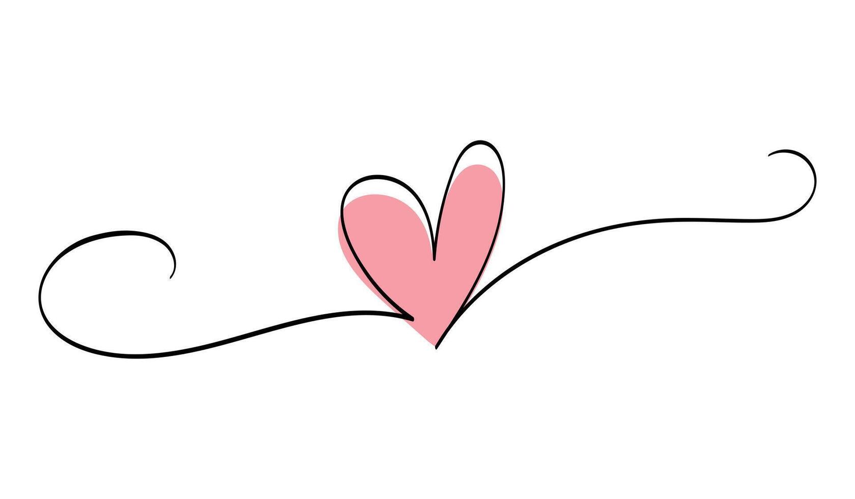 Continuous one line drawing heart with color shape vector