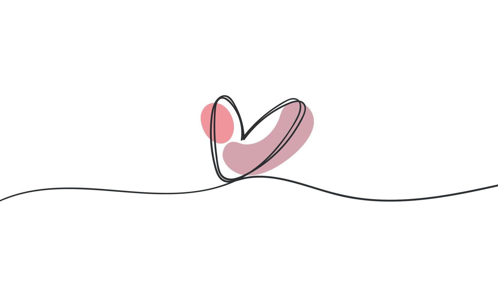 Heart continuous one line drawing decorated with color shapes vector