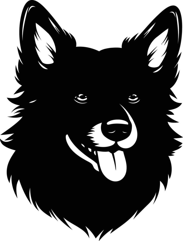 Black and white silhouette of a happy dog, perfect for pet related branding, logos, and illustrations vector