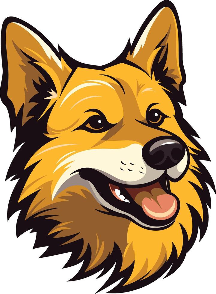 A friendly and playful cartoon dog head with a big smile, perfect for logos, branding, and pet related designs vector