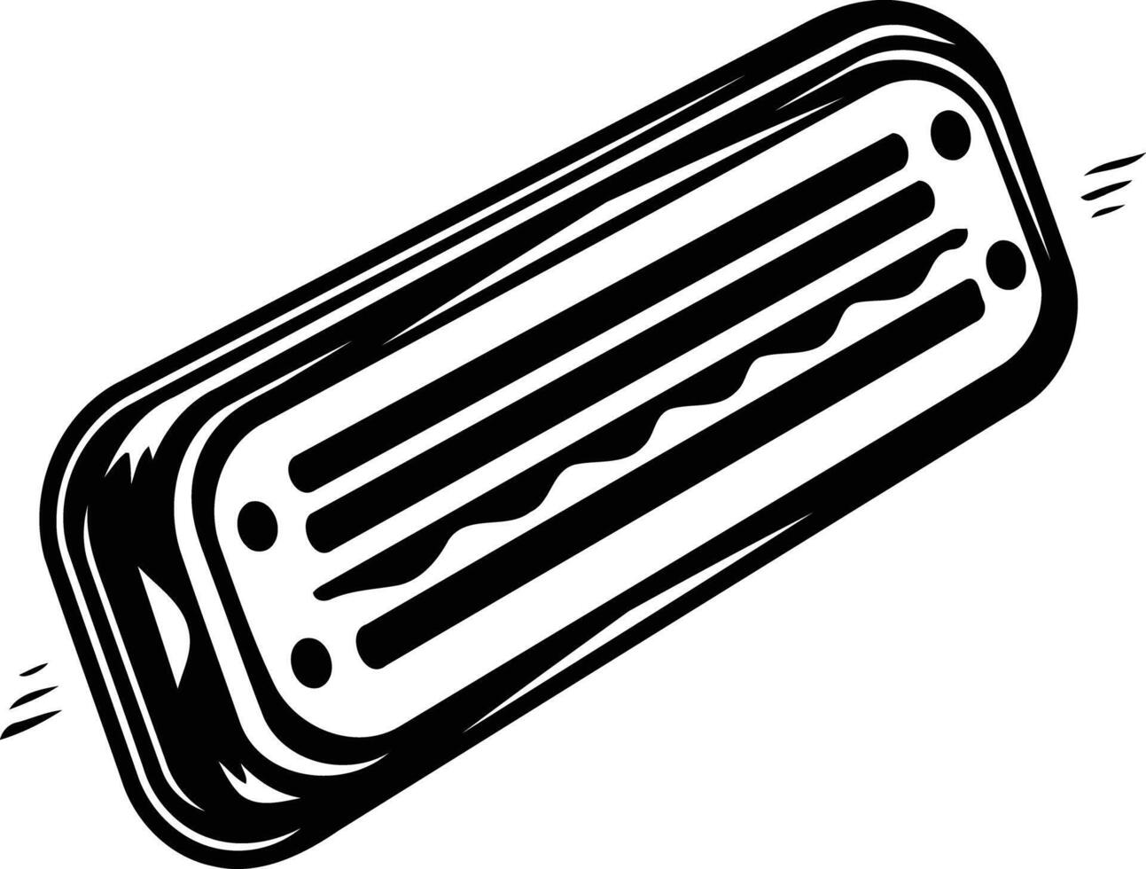 Black and white illustration of a harmonica, perfect for music and design projects vector