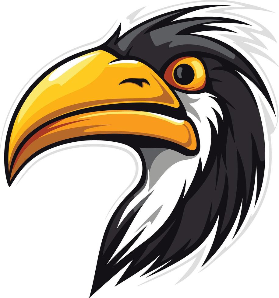 A fierce and dynamic illustration of a toucan's head, perfect for adding a touch of tropical flair to your design vector
