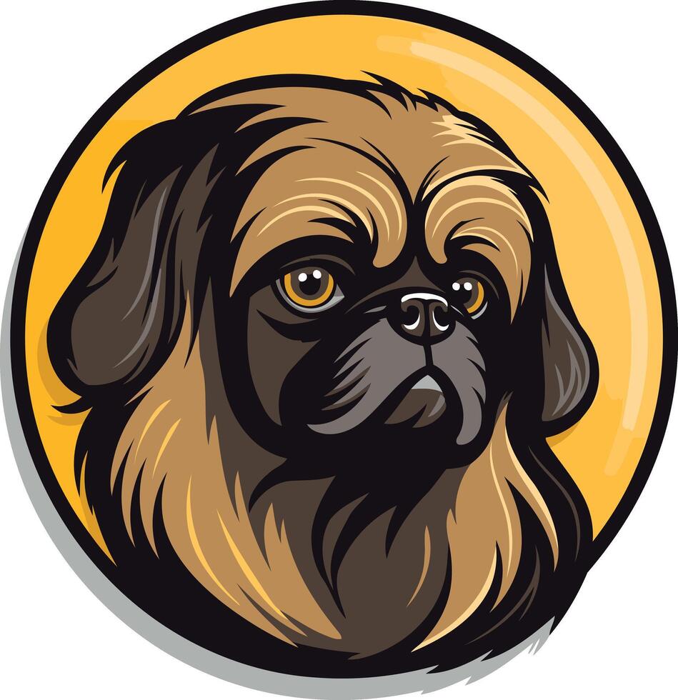 A cute cartoon pekingese dog with a funny expression, perfect for pet lovers, websites, and branding vector