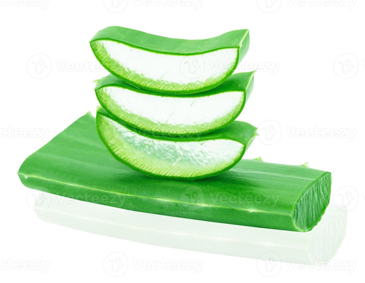aloe vera fresh leaf isolated on white background photo