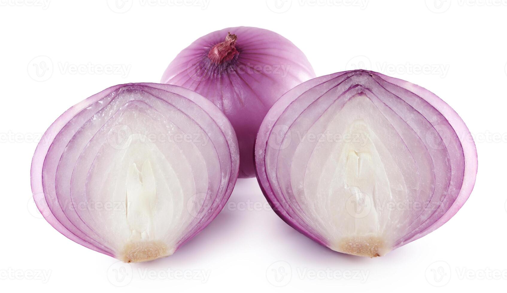 sliced onion isolated on white background photo