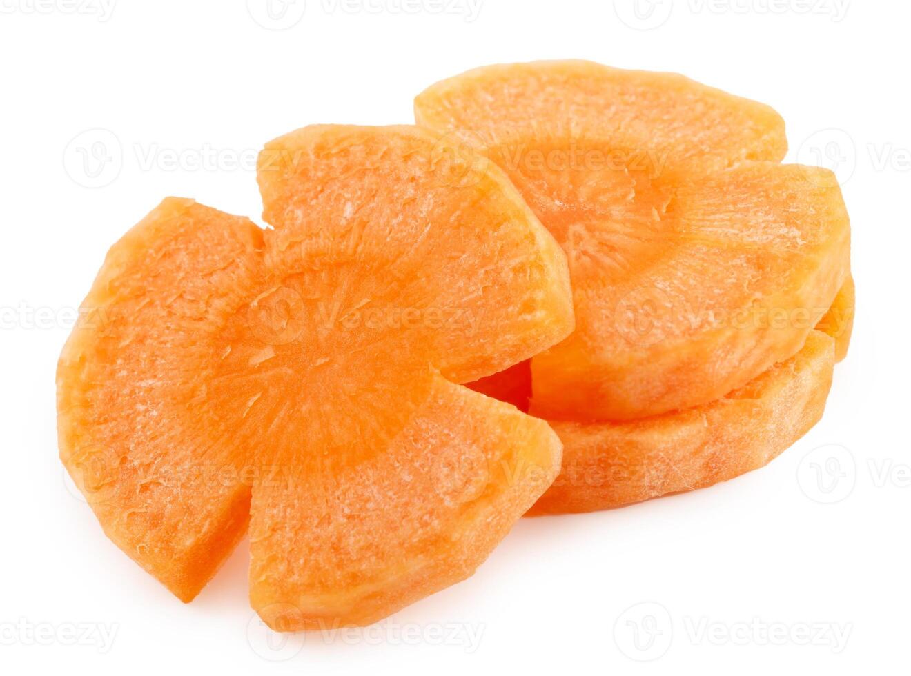 Carrot slices isolated on white background photo