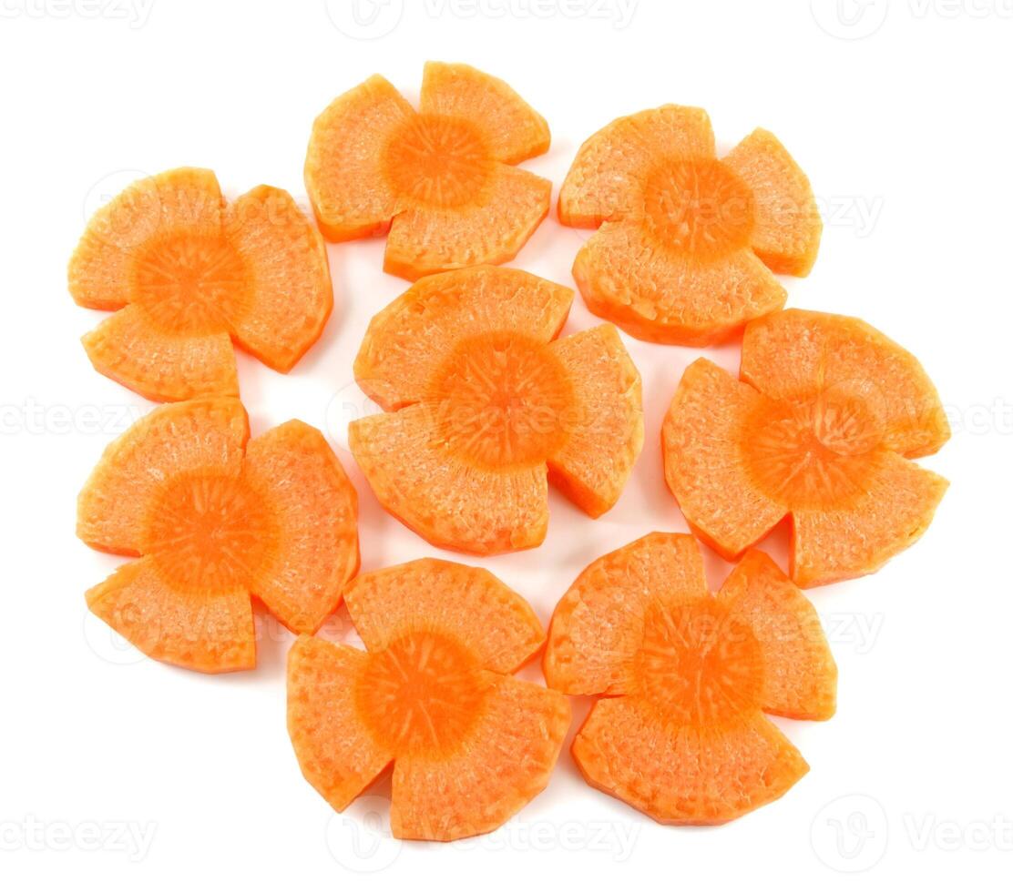 Carrot slices isolated on white background photo