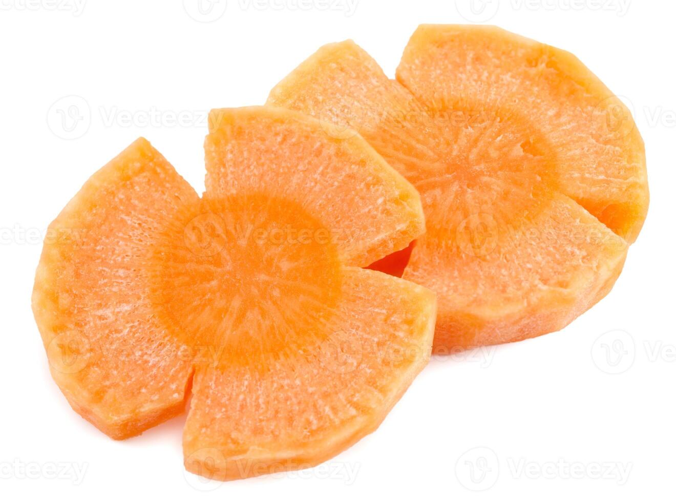 Carrot slices isolated on white background photo